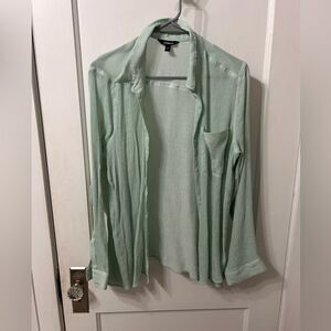 Express Mint Green Casual Button Down Shirt